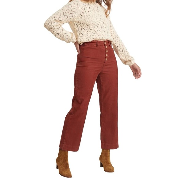 Marine Layer Bridget Cord Barn Red Pants - Picture 1 of 15